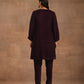trueBrowns Wine Velvet Solid Co-ord Set - Swadesiicart
