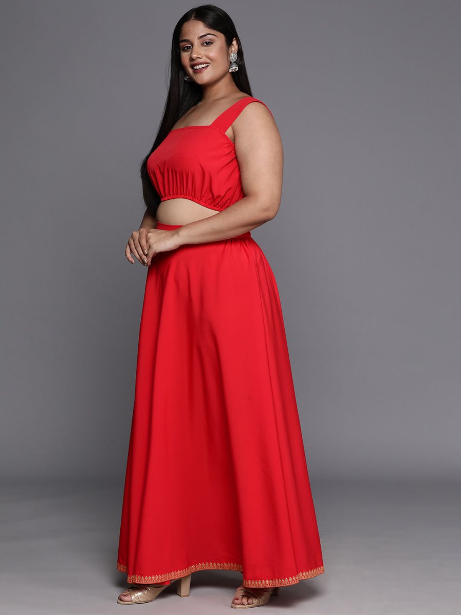 Ahalyaa Plus Size Ethnic Top & Skirt with Shrug | Swadesiicart