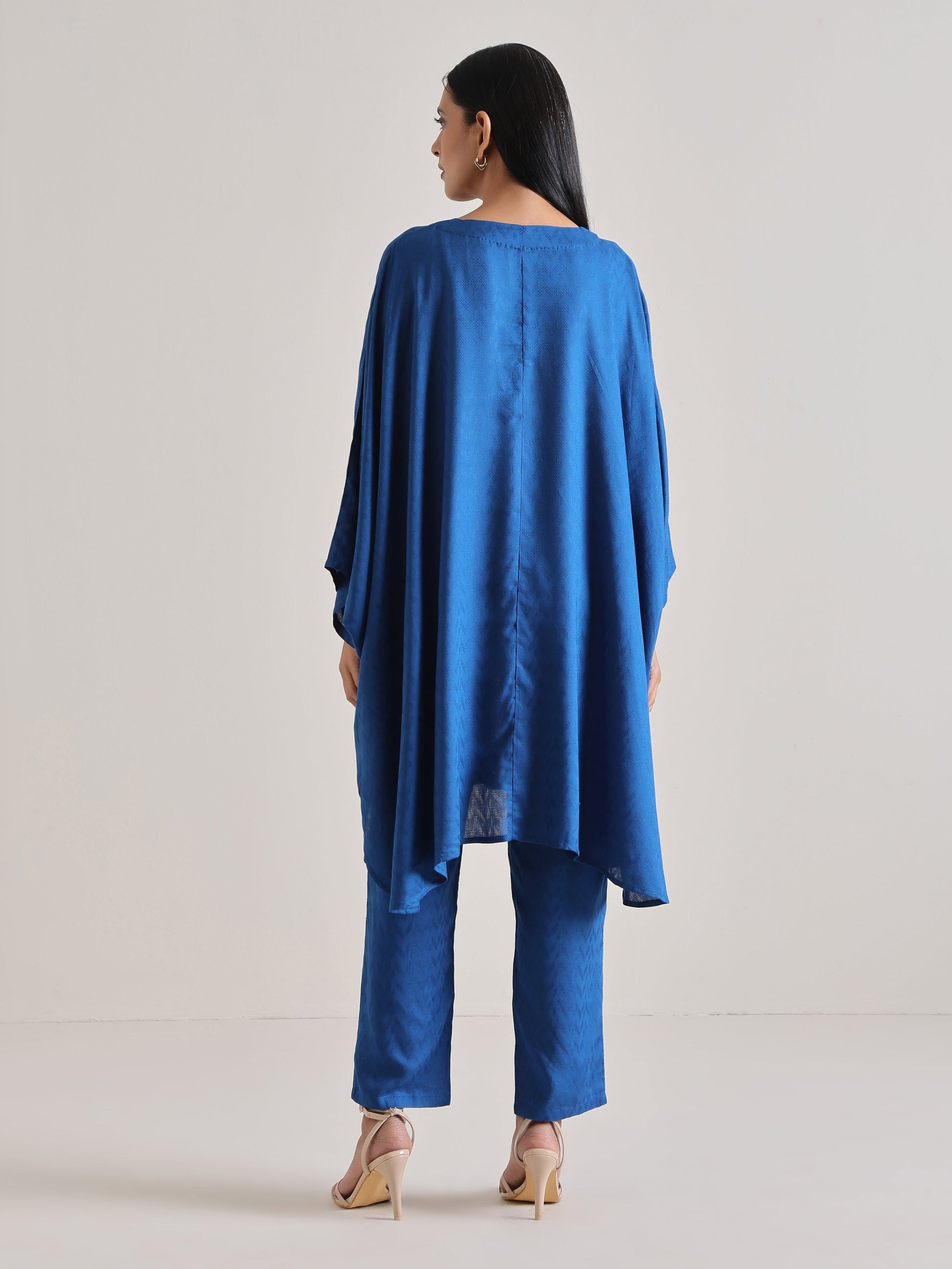 trueBrowns Ink Blue Oversized Round Co-Ord Set - Swadesiicart