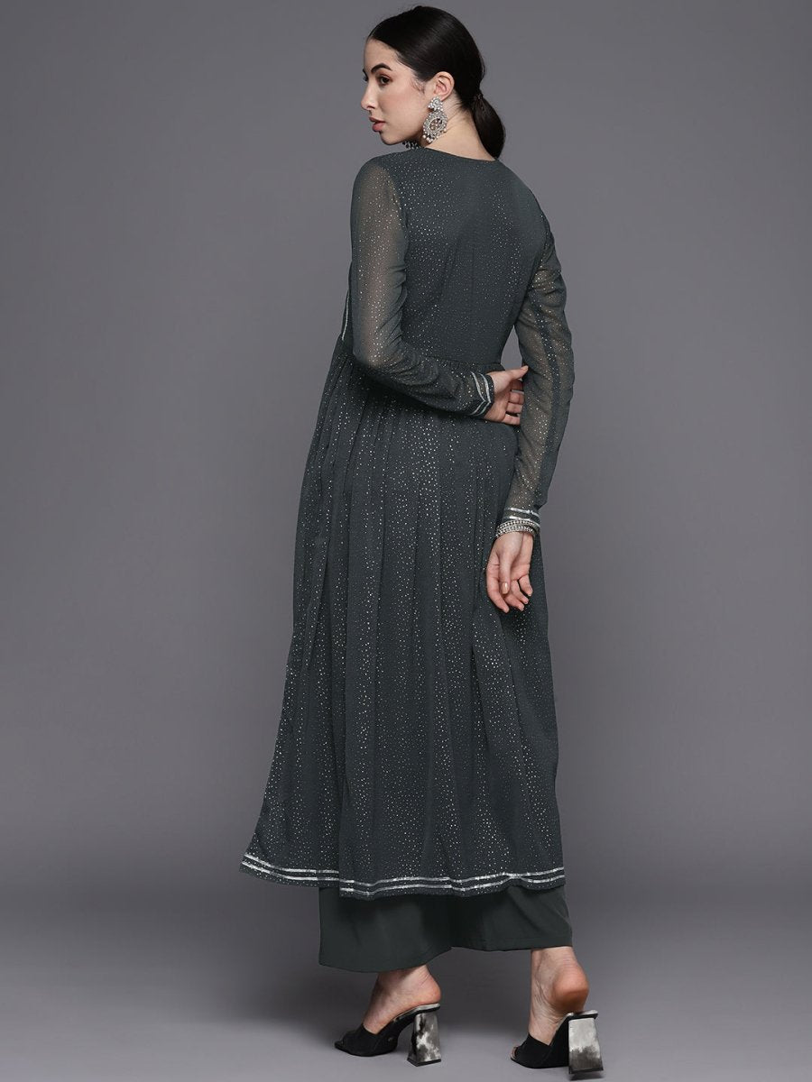 Ahalyaa Printed Angrakha Gotta Patti Kurta With Palazzos | Swadesiicart