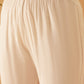 InWeave Women's White Round Neck Square Gota Work Kurta Pant Set - Swadesiicart