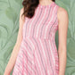 InWeave Women's Pink Kantha Striped Kurta Set - Swadesiicart