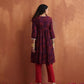 trueBrowns Purple Floral Print Anarkali Kurta Co-ord Set - Swadesiicart