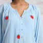 trueBrowns Blue Cotton Embroidered Dress | Swadesiicart