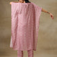 trueBrowns Light Mauve Bandhani Printed Silk Kaftan Kurta Pant Set | Swadesiicart