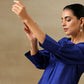 trueBrowns Blue Textured Silk Puff Sleeve Kurta Pant Set | Swadesiicart