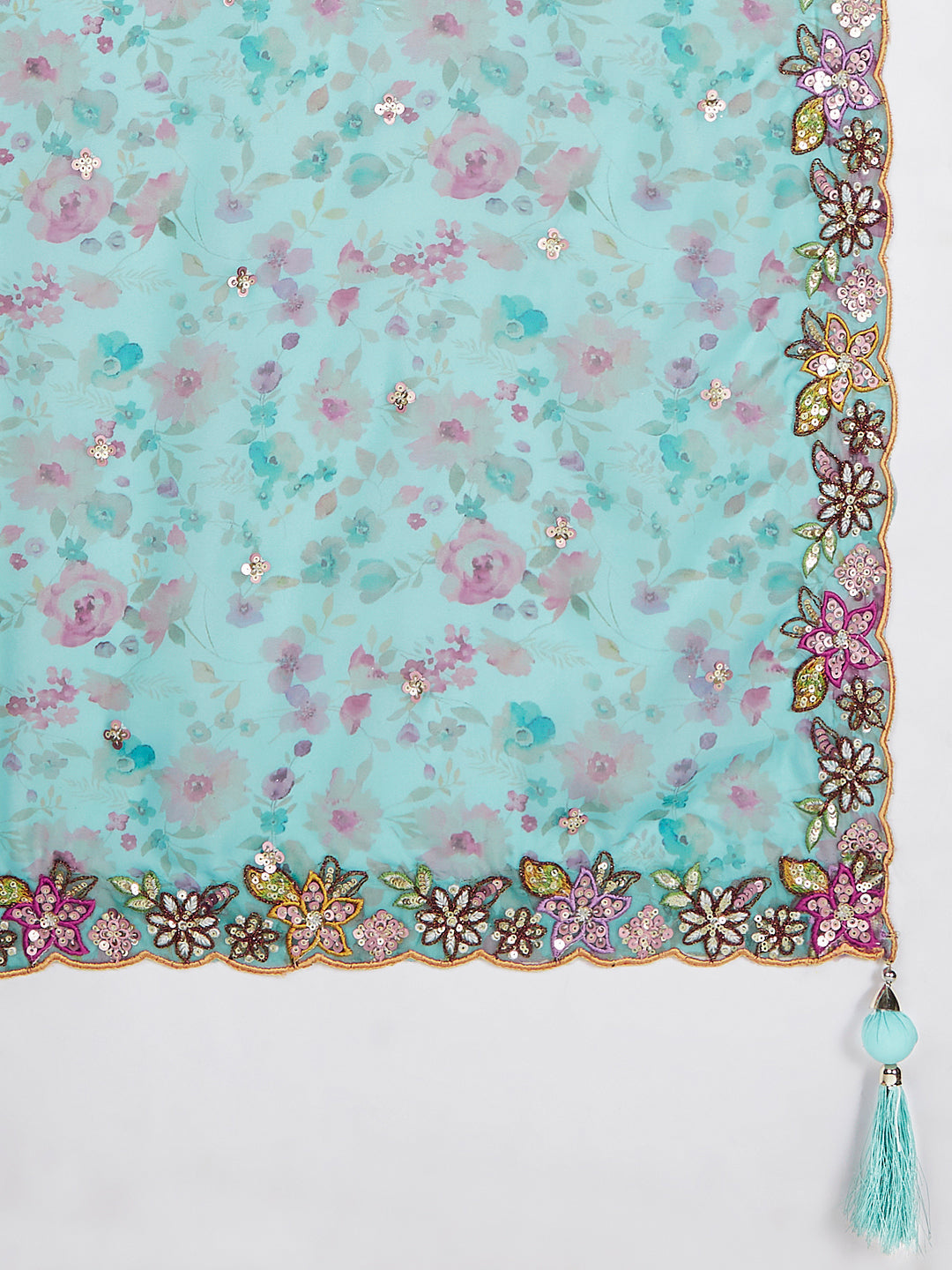 House of Panchhi Mauve Chiffon Sequins And Thread Embroidery Lehenga Choli & Dupatta | Swadesiicart