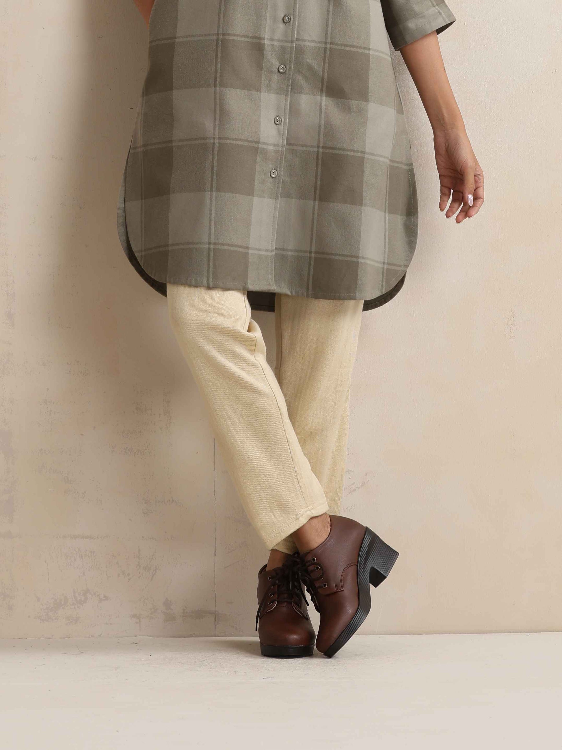 trueBrowns Green Check Winter Shirt Top | Swadesiicart