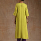 trueBrowns Lime Modal Satin Neck Pleat Kurta Set | Swadesiicart