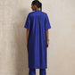 trueBrowns Blue Silk High Slit Kurta Set | Swadesiicart