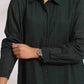 trueBrowns Green Cotton Shirt Dress | Swadesiicart
