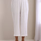trueBrowns White Dobby High Slit Gathered Kurta Set | Swadesiicart