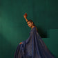 trueBrowns Royal Blue Cotton Gold Lurex Striped Ready to Wear Saree | Swadesiicart