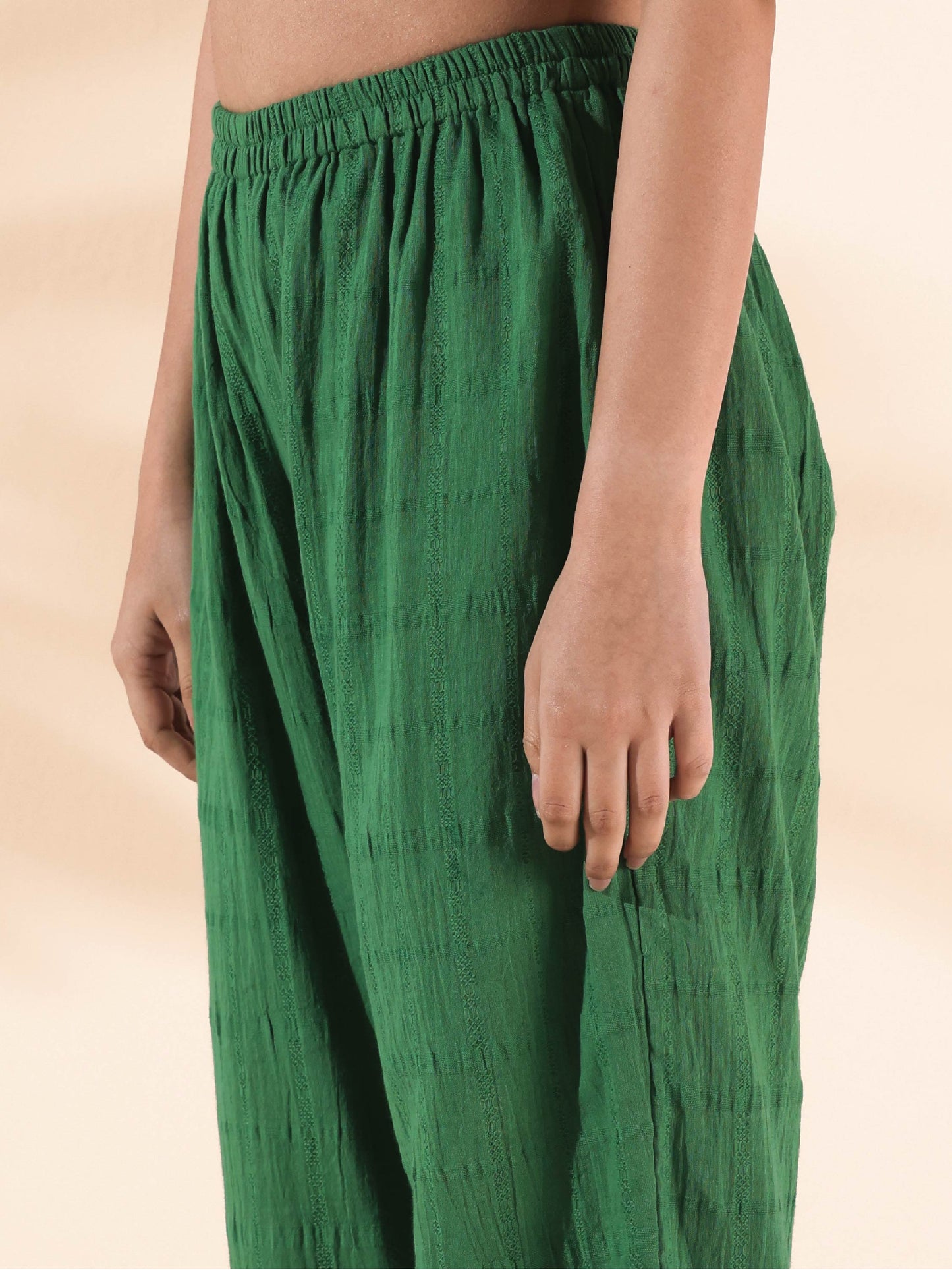 trueBrowns Green Cotton Dobby Relaxed Co-ord Set - Swadesiicart