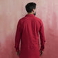 trueBrowns Men's Maroon Cotton Shirt Collar Stylized Kurta | Swadesiicart