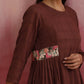 trueBrowns Brown Cotton Dobby Kurta Co-ord set - Swadesiicart