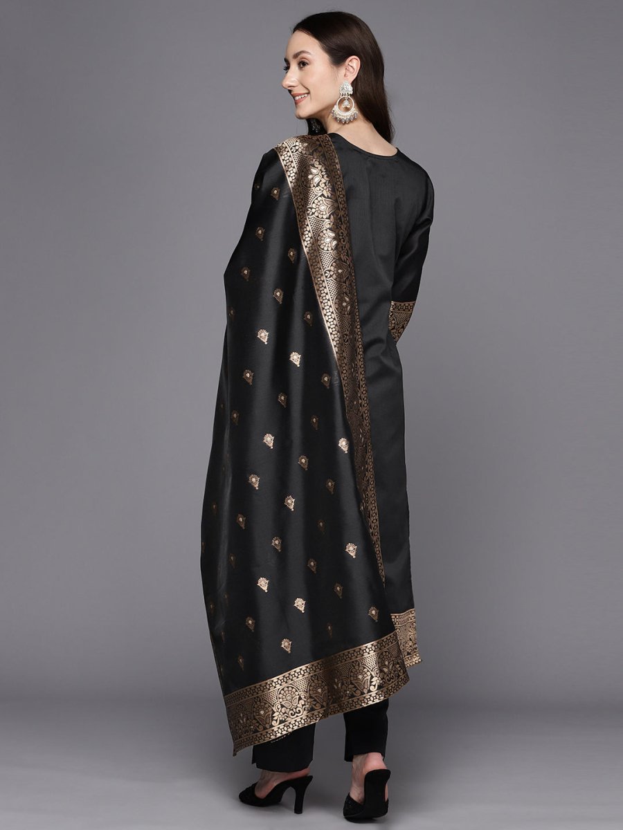 Ahalyaa Unstitched Black Dress Material | Swadesiicart