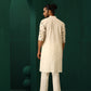 trueBrowns Men's Ivory Rhombus Cotton Kurta | Swadesiicart