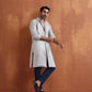 trueBrowns Men's Grey Chanderi Front Open Kurta | Swadesiicart