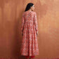 trueBrowns Beige Print Flared Anarkali Kurta Set | Swadesiicart