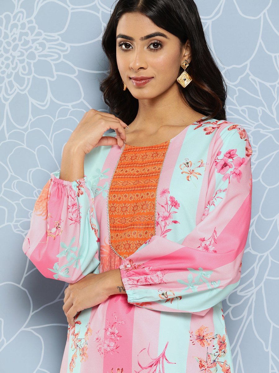 Ahalyaa Striped Ethnic Co-Ords - Swadesiicart
