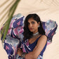 trueBrowns Blue Purple Muslin Ikat Saree | Swadesiicart
