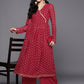 Ahalyaa Women Maroon Floral Empire Kurta with Palazzos | Swadesiicart