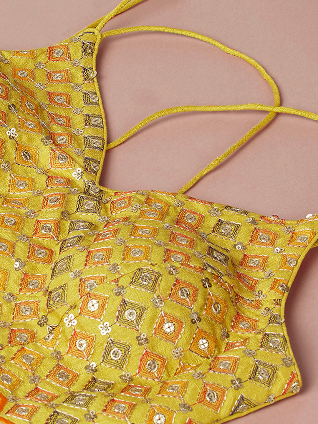 House of Panchhi Yellow Organza Leheriya Printed Lehenga Choli & Dupatta | Swadesiicart