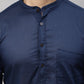 Even Apparels Blue Pure Cotton Kurta With Band Collar | Swadesiicart