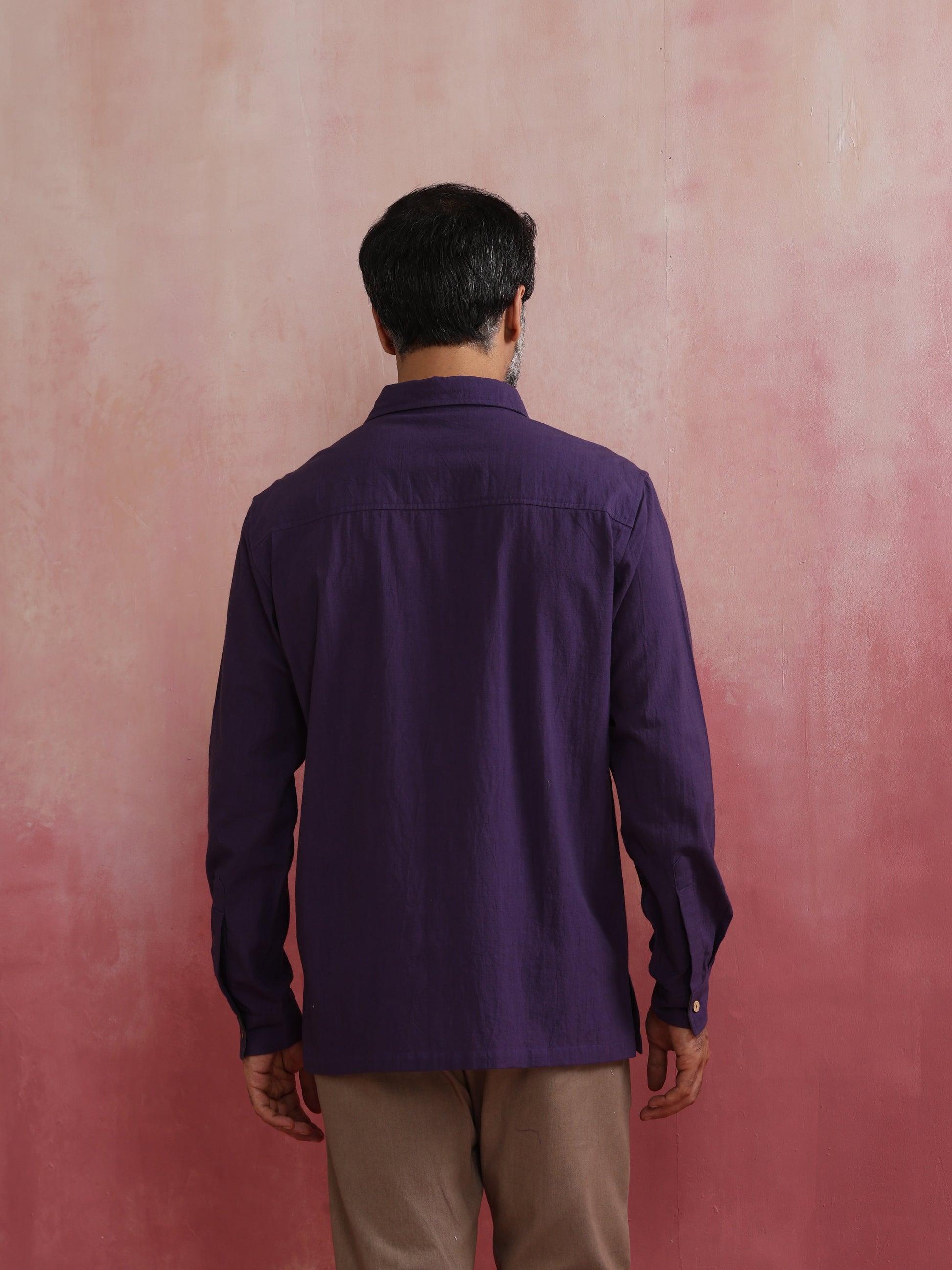 trueBrowns Men's Purple Cotton Shirt | Swadesiicart