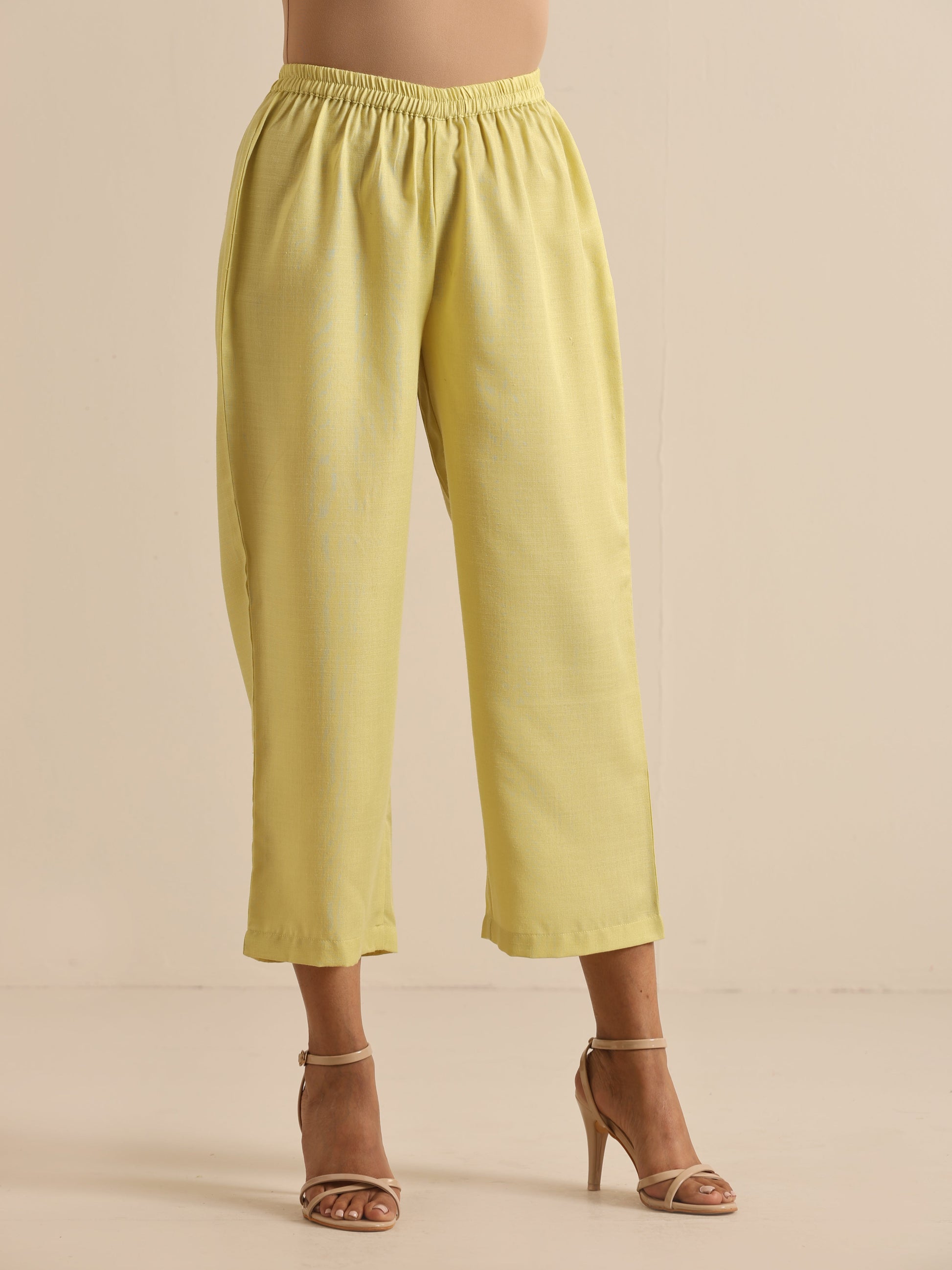 trueBrowns Spark Green Slub High Slit Kurta Pant Set | Swadesiicart