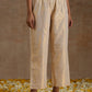 trueBrowns Ivory Gold Cotton Neck Pleat Kurta Set | Swadesiicart