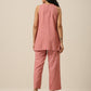 trueBrowns Light Mauve Slub Textured Sleeveless Short Co-Ord Set - Swadesiicart