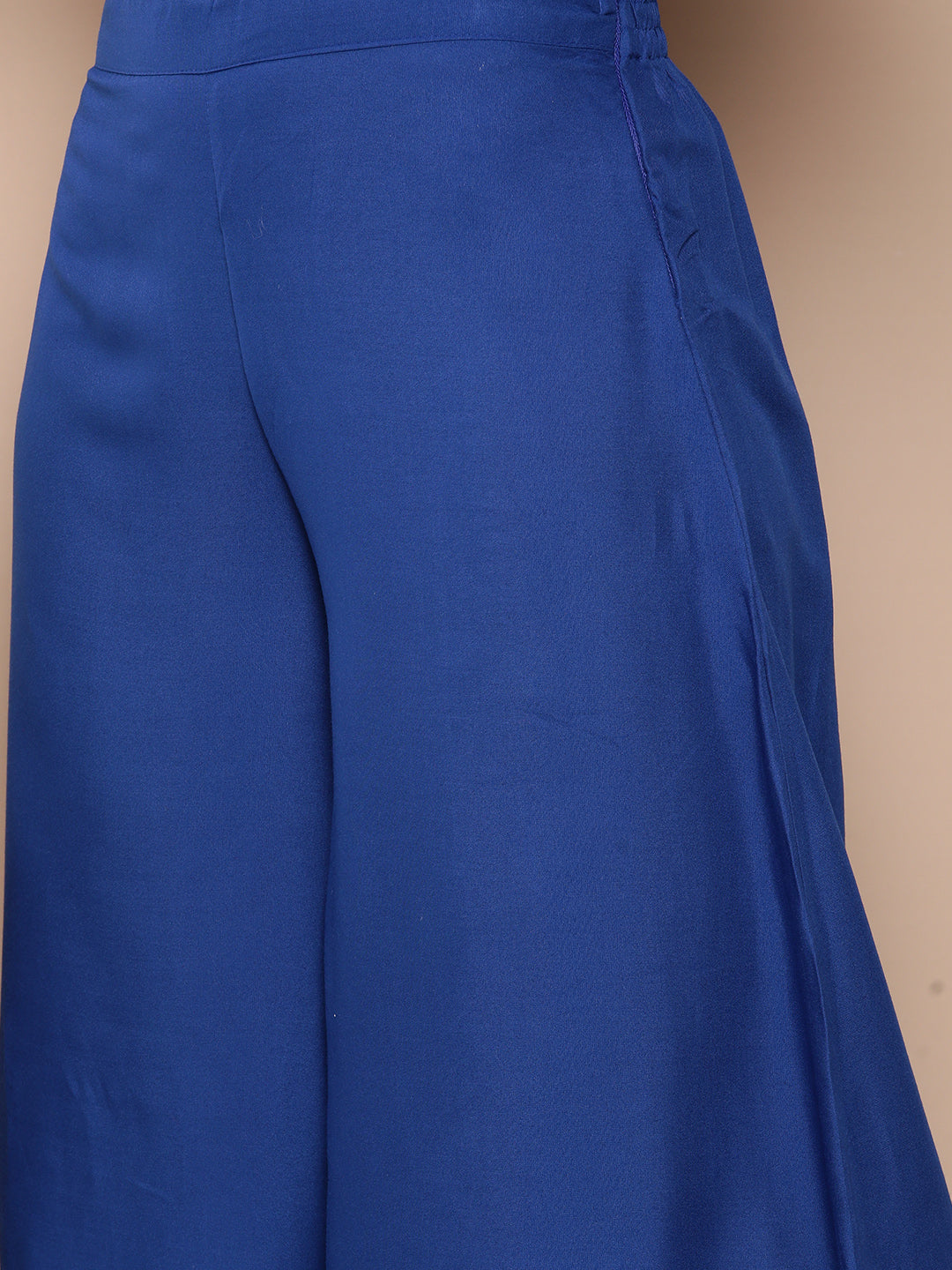 InWeave Ink Blue Strappy Set With Mauve Print Floral Cape - Swadesiicart