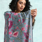 trueBrowns Grey Printed Velvet Shawl | Swadesiicart