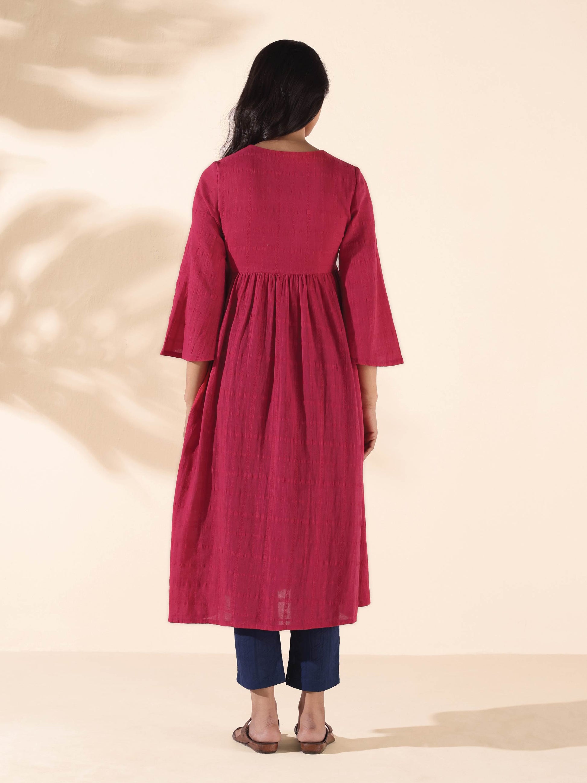 trueBrowns Carrot Cotton Dobby Flared Kurta Pant Set | Swadesiicart