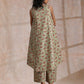 trueBrowns Beige Overall Brown Floral Block Print Cotton High-Low Co-Ord Set - Swadesiicart