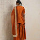 trueBrowns Orange Silk Sharara Dupatta Set | Swadesiicart