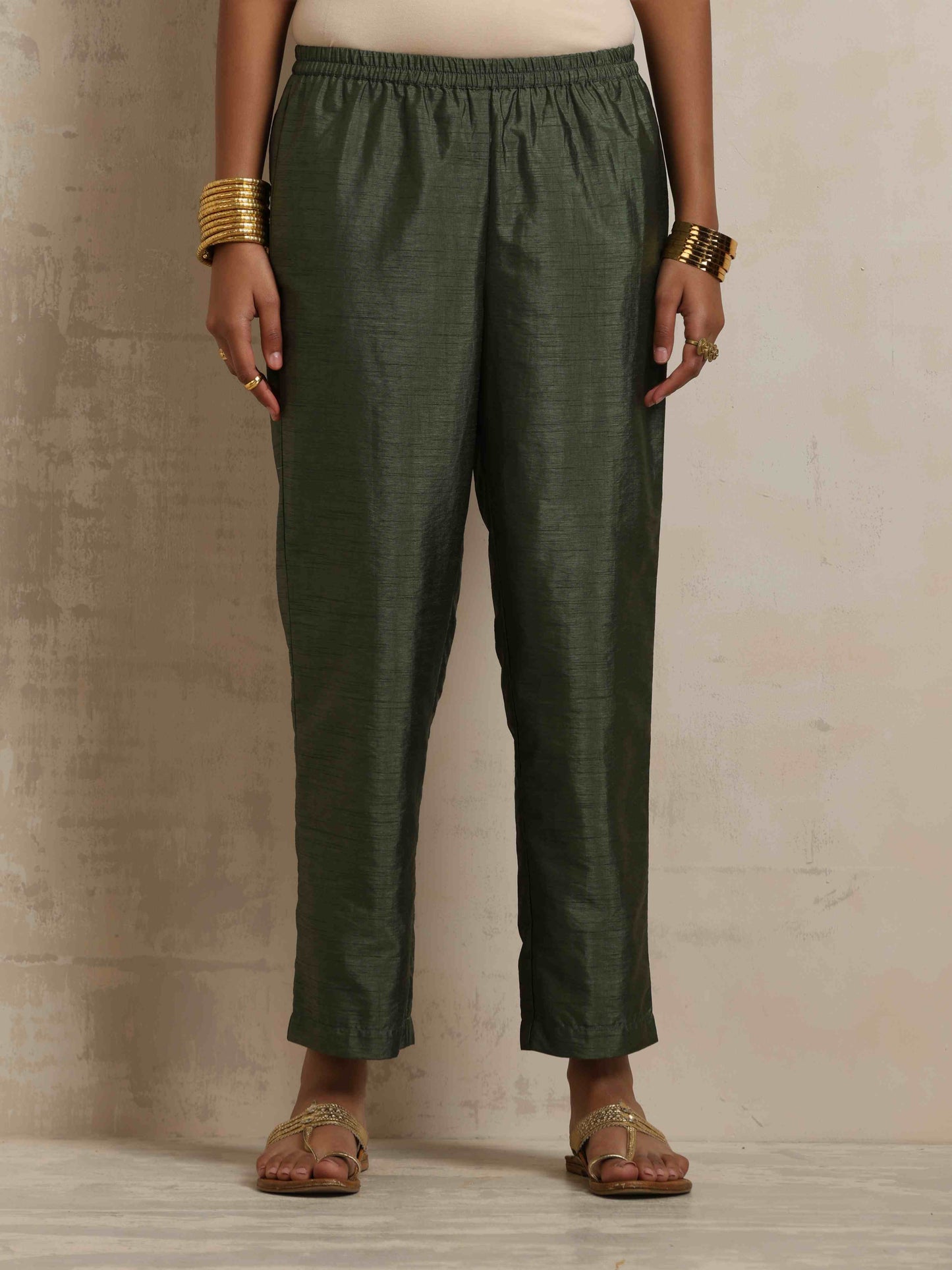 trueBrowns Green Tissue Kurta Set | Swadesiicart