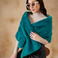 InWeave Women's Cyan Blue Long Faux Fur Cape - Swadesiicart