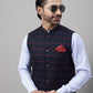 Even Apparels Men's Blue Nehru Jacket With Welt Pockets | Swadesiicart