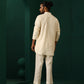 trueBrowns Men's Ivory Tonal Cotton Co-ord Set - Swadesiicart