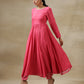 trueBrowns Pink Bandhani Printed Silk Anarkali Kurta Pant Dupatta Set | Swadesiicart