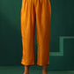 trueBrowns Mustard Geometric Floral Viscose Silk Front Pleat Co-ord Set - Swadesiicart