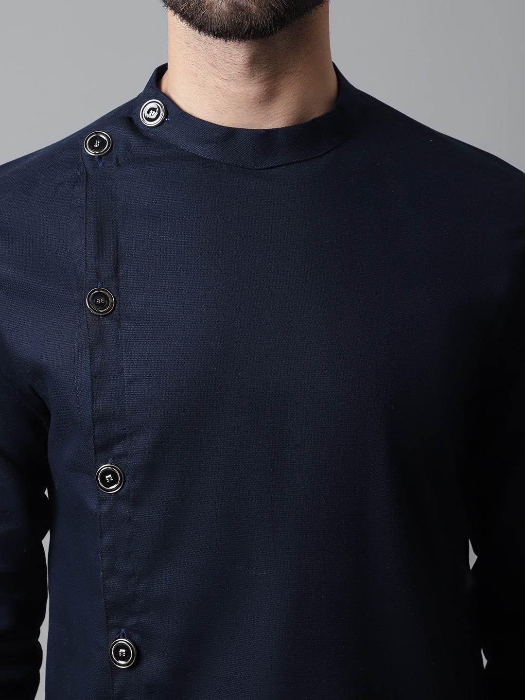 Indian Clothing Even Apparels Blue Sherwani Kurta With Asymetrical Cut | Swadesiicart