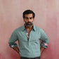 trueBrowns Men's Aqua Blue Cotton Shirt Collar Stylized Kurta | Swadesiicart