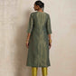trueBrowns Green Tissue A-line Kurta Set | Swadesiicart