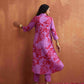 trueBrowns Purple Print Straight Kurta Set | Swadesiicart