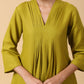 trueBrowns Cotton Linen Lime Green Pleated Co-Ord Set - Swadesiicart