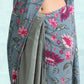 trueBrowns Grey Printed Velvet Ready to Wear Saree | Swadesiicart